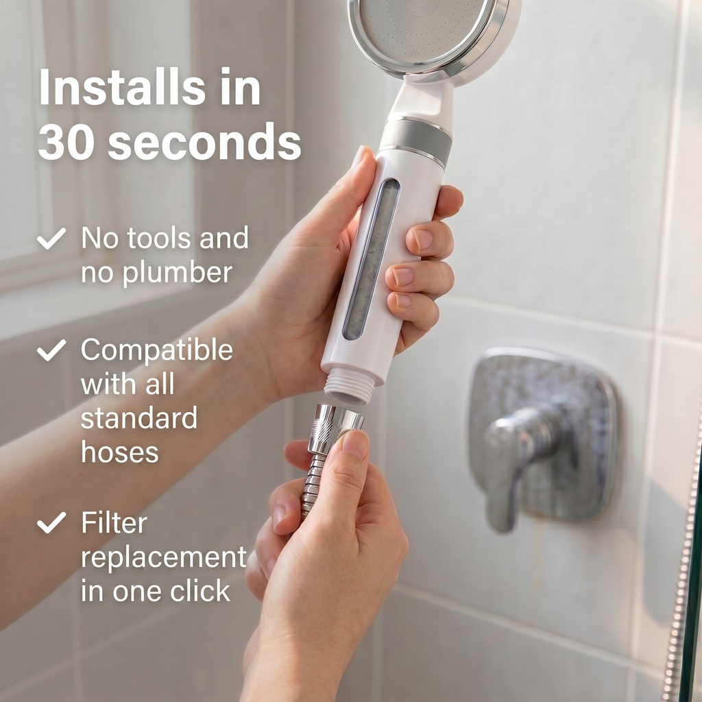 The Essentials | Filtered Shower Head + 1 Extra Filter (3 Months)